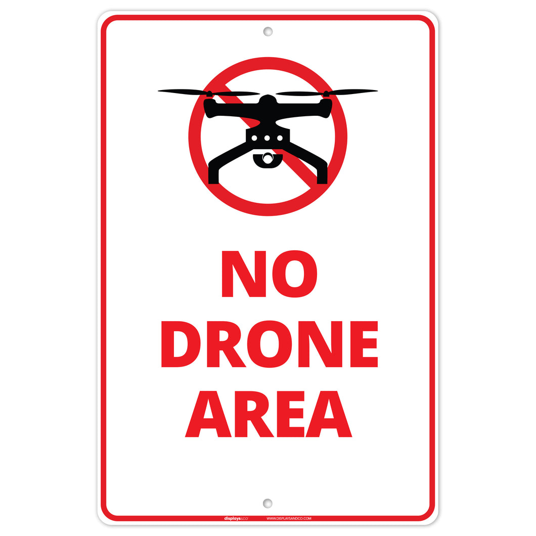 No Drone Area Sign - 12x18